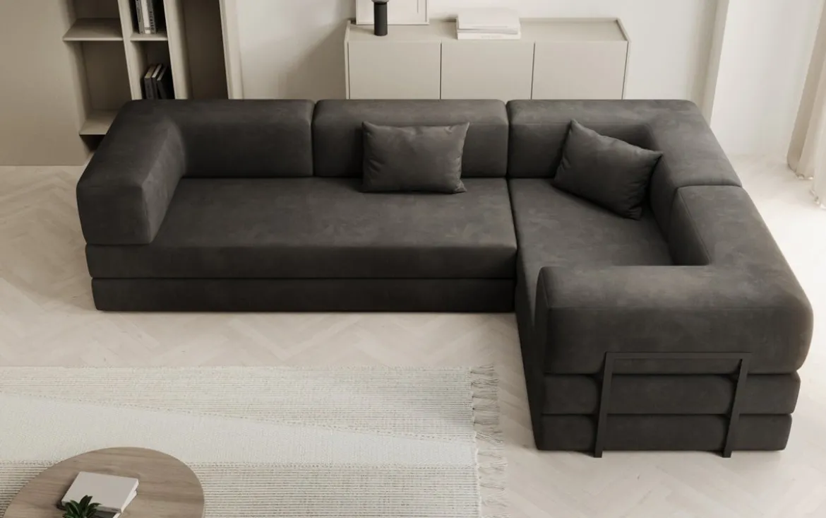 Designer Ecksofa Lazy geschlossen in Samt
