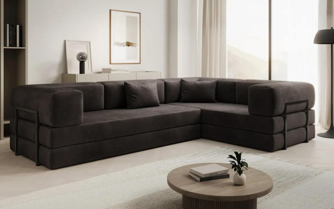 Designer Ecksofa Lazy geschlossen in Samt