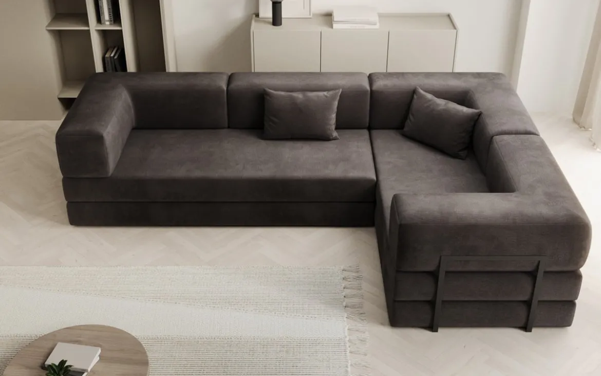 Designer Ecksofa Lazy geschlossen in Samt