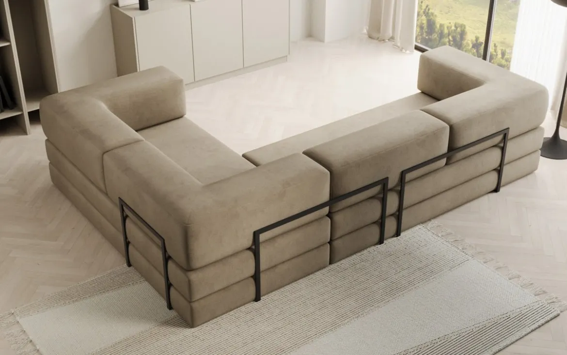 Designer Ecksofa Lazy geschlossen in Samt