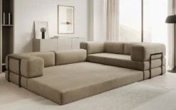Designer Ecksofa Lazy geschlossen in Samt