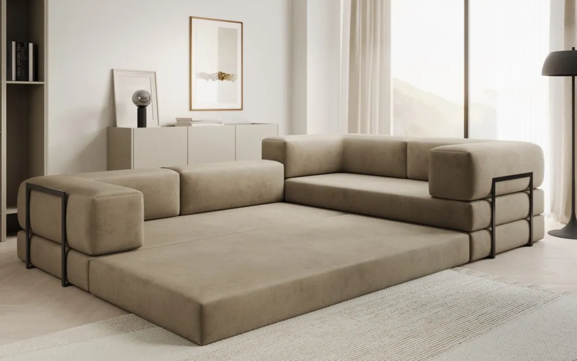 Designer Ecksofa Lazy geschlossen in Samt