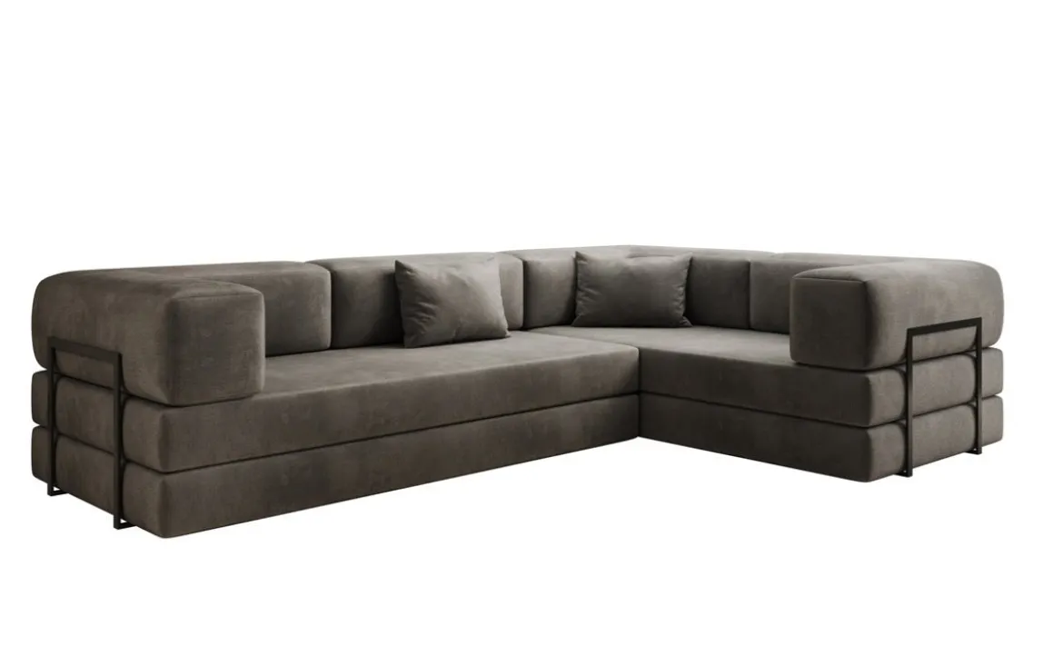 Designer Ecksofa Lazy geschlossen in Samt