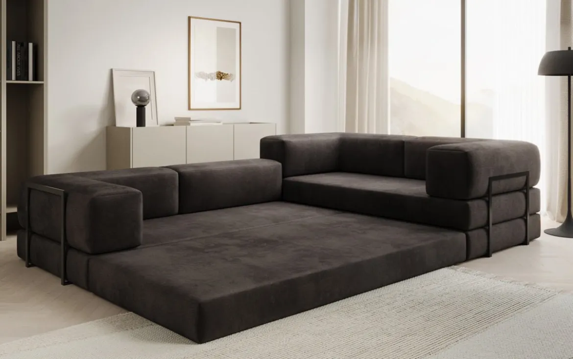Designer Ecksofa Lazy geschlossen in Samt