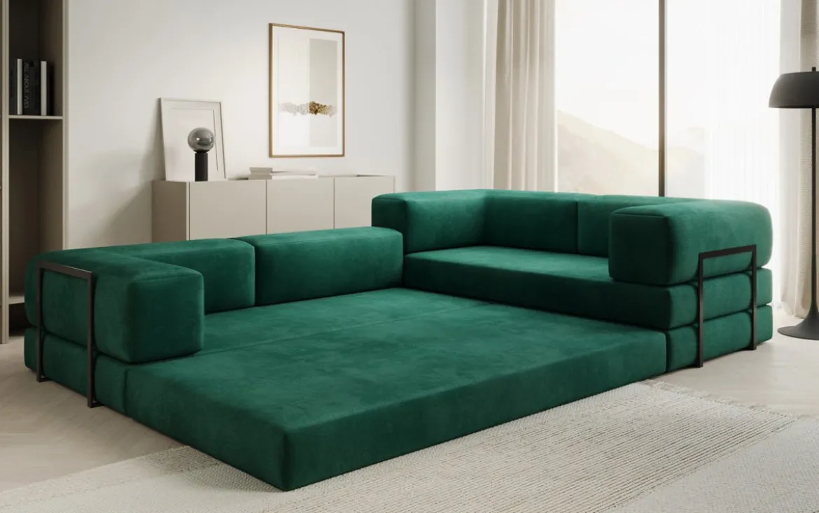 Designer Ecksofa Lazy geschlossen in Samt