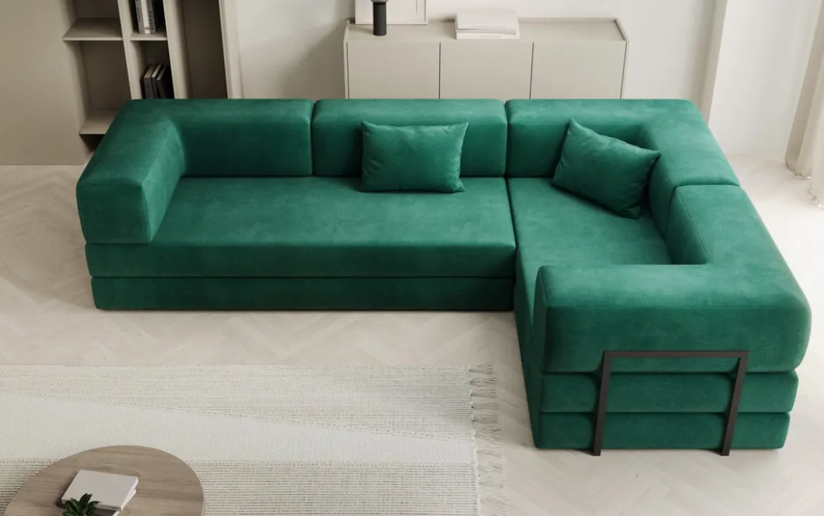 Designer Ecksofa Lazy geschlossen in Samt