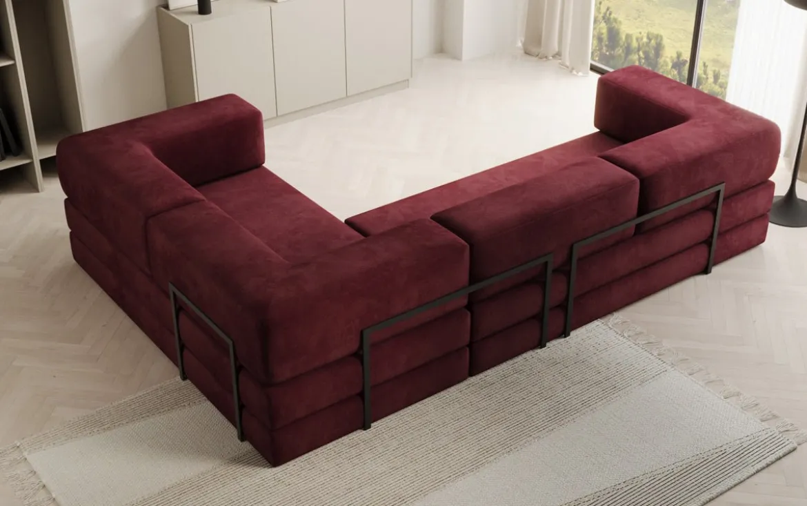 Designer Ecksofa Lazy geschlossen in Samt