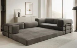 Designer Ecksofa Lazy geschlossen in Samt