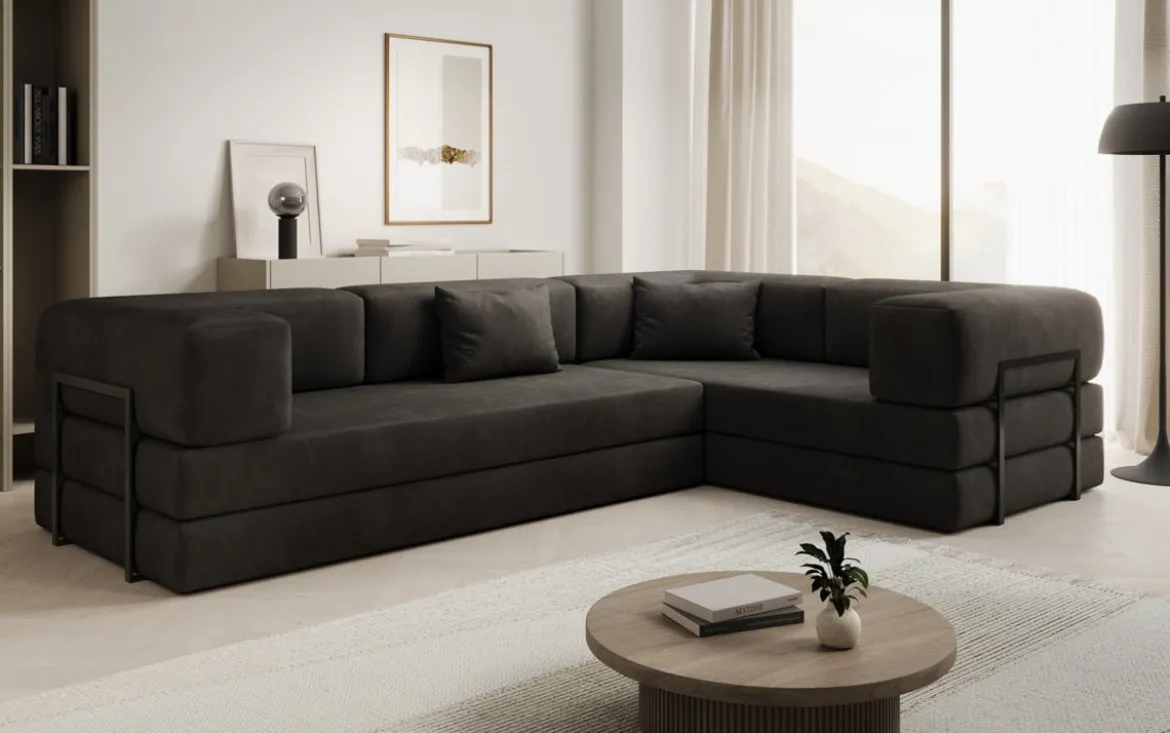 Designer Ecksofa Lazy geschlossen in Samt