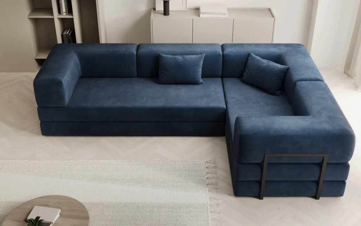 Designer Ecksofa Lazy geschlossen in Samt