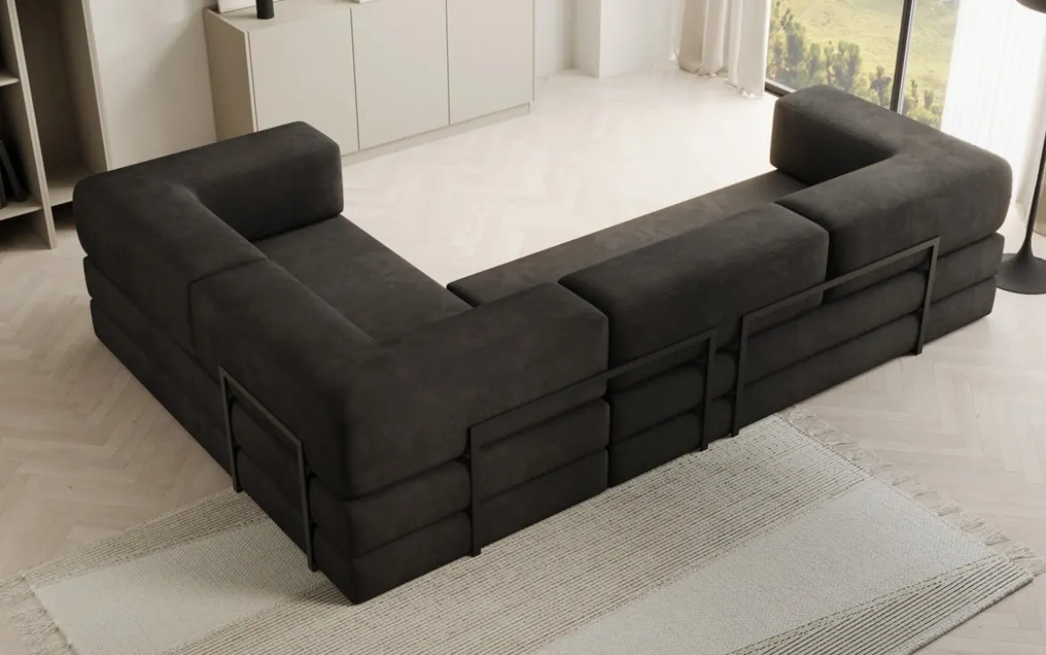 Designer Ecksofa Lazy geschlossen in Samt