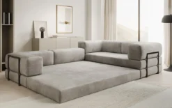 Designer Ecksofa Lazy geschlossen in Samt