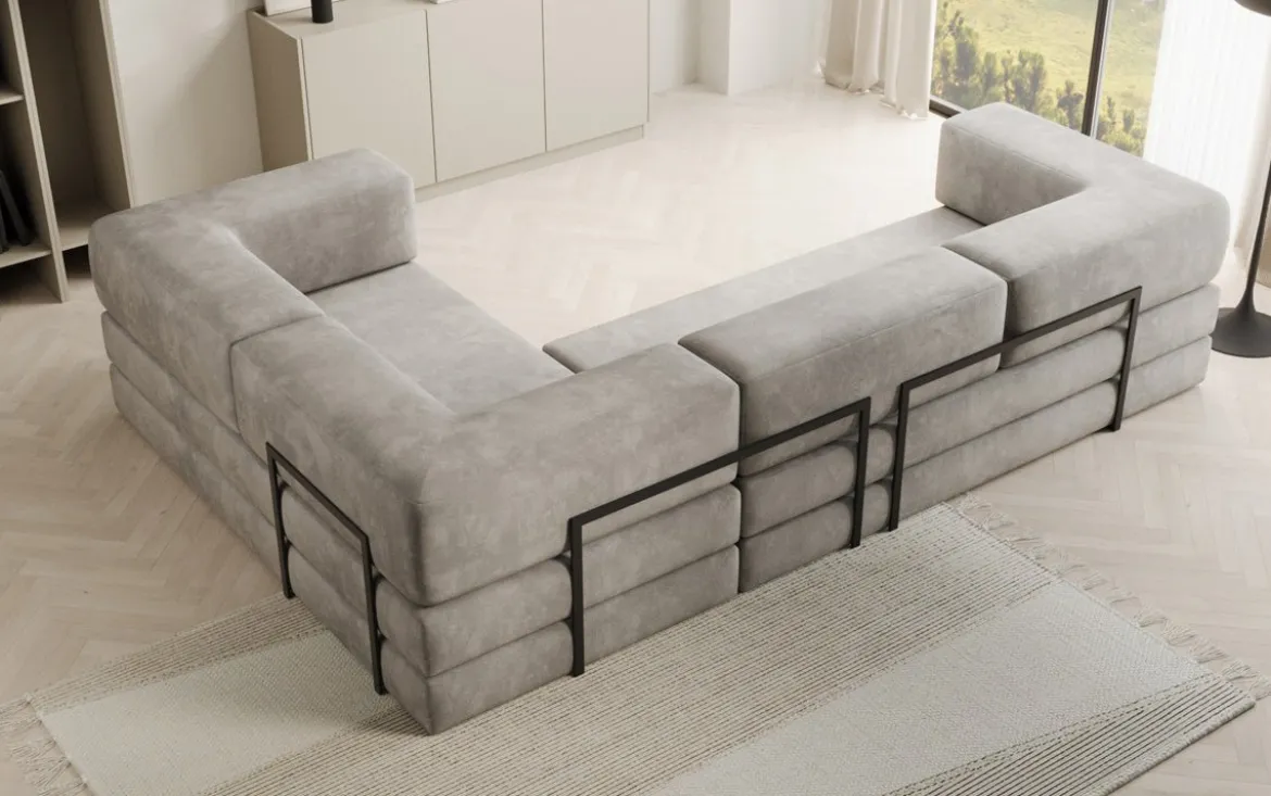 Designer Ecksofa Lazy geschlossen in Samt