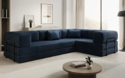 Designer Ecksofa Lazy geschlossen in Samt