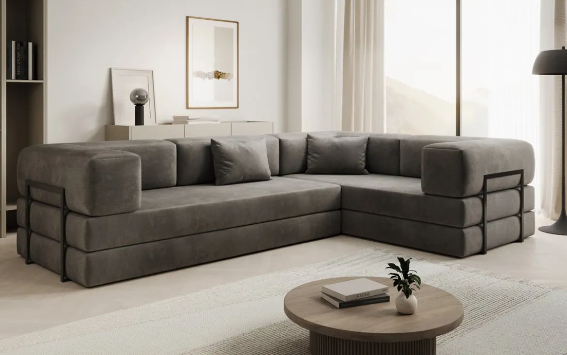 Designer Ecksofa Lazy geschlossen in Samt