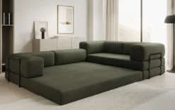 Designer Ecksofa Lazy geschlossen in Bouclé