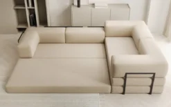 Designer Ecksofa Lazy geschlossen in Bouclé