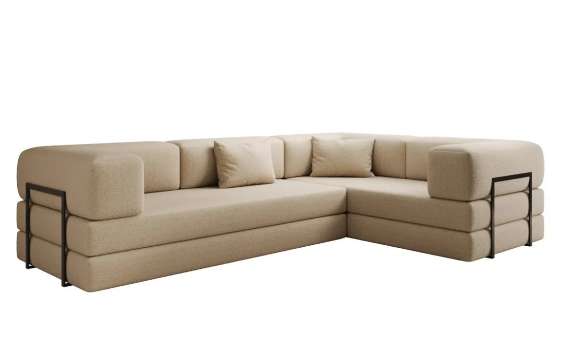 Designer Ecksofa Lazy geschlossen in Bouclé