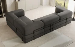 Designer Ecksofa Lazy geschlossen in Bouclé