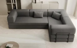Designer Ecksofa Lazy geschlossen in Bouclé