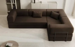 Designer Ecksofa Lazy geschlossen in Bouclé