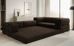Designer Ecksofa Lazy geschlossen in Bouclé