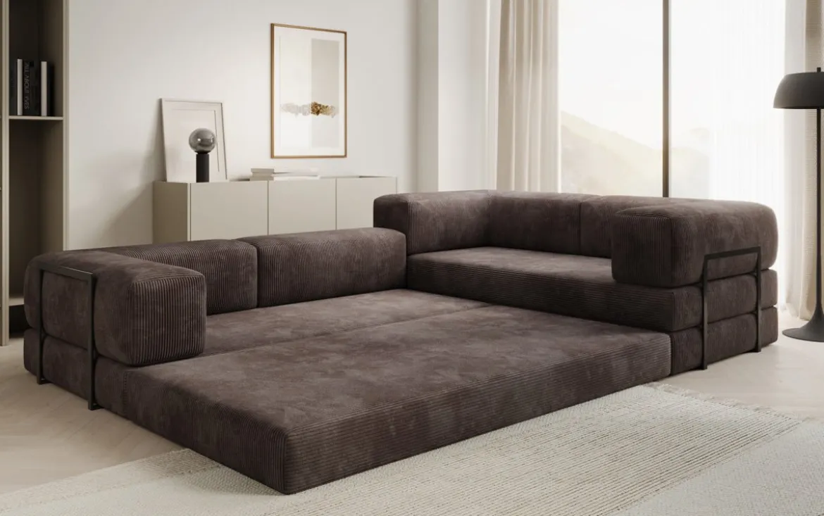 Designer Ecksofa Lazy geschlossen in Cord