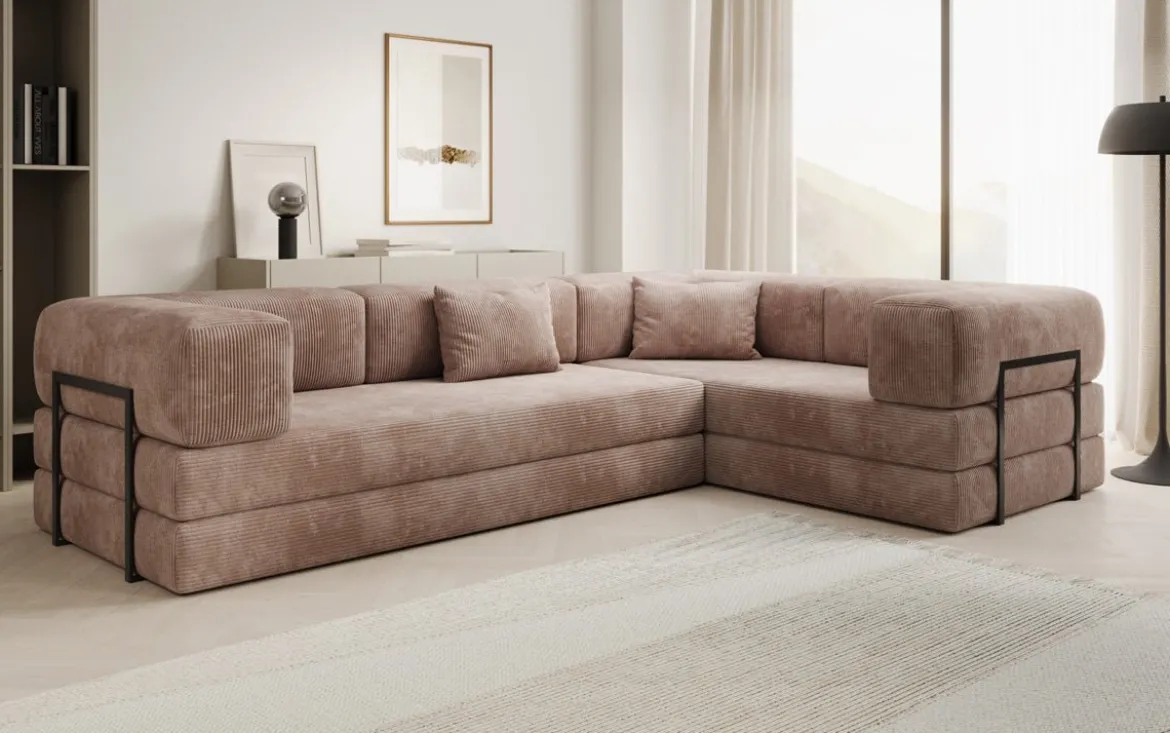 Designer Ecksofa Lazy geschlossen in Cord