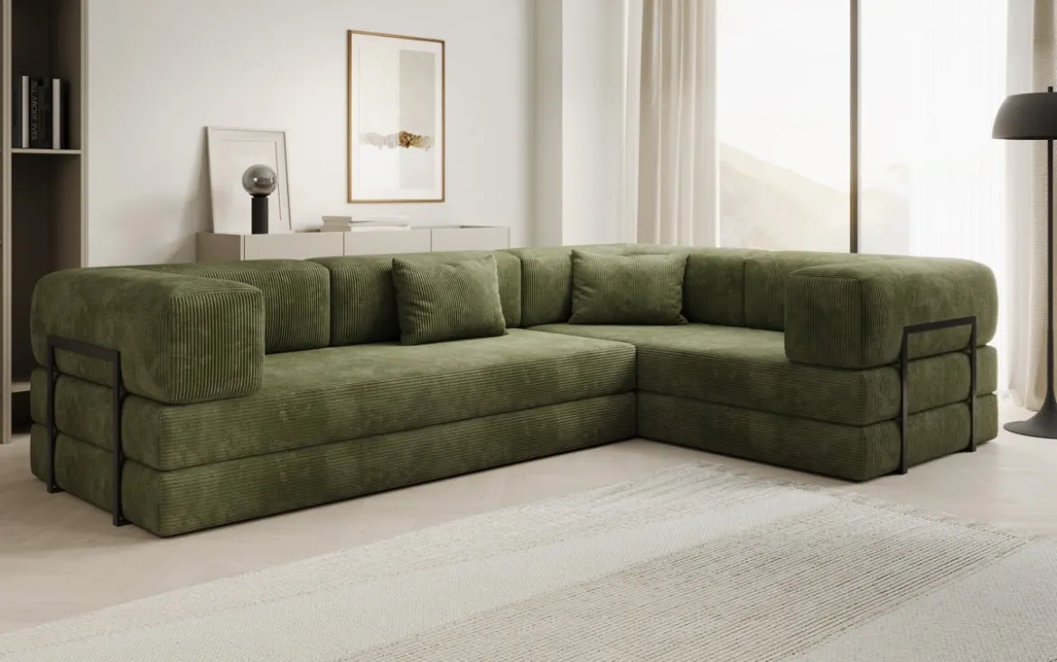 Designer Ecksofa Lazy geschlossen in Cord