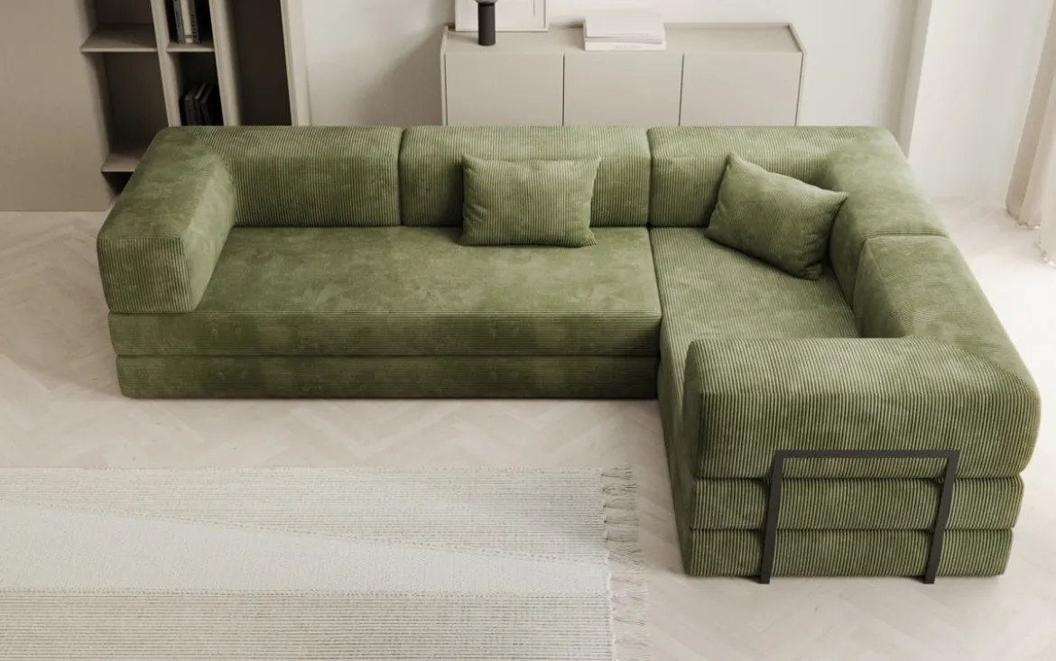Designer Ecksofa Lazy geschlossen in Cord
