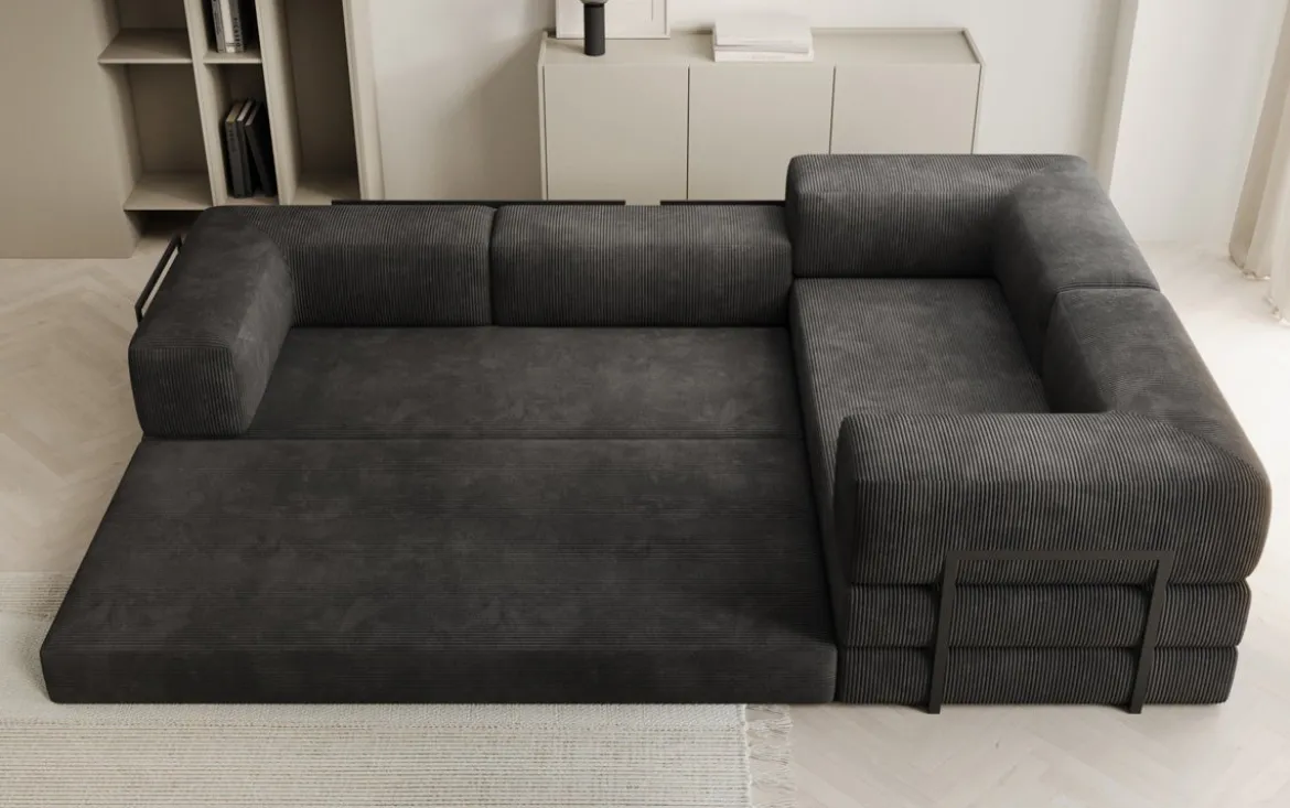 Designer Ecksofa Lazy geschlossen in Cord