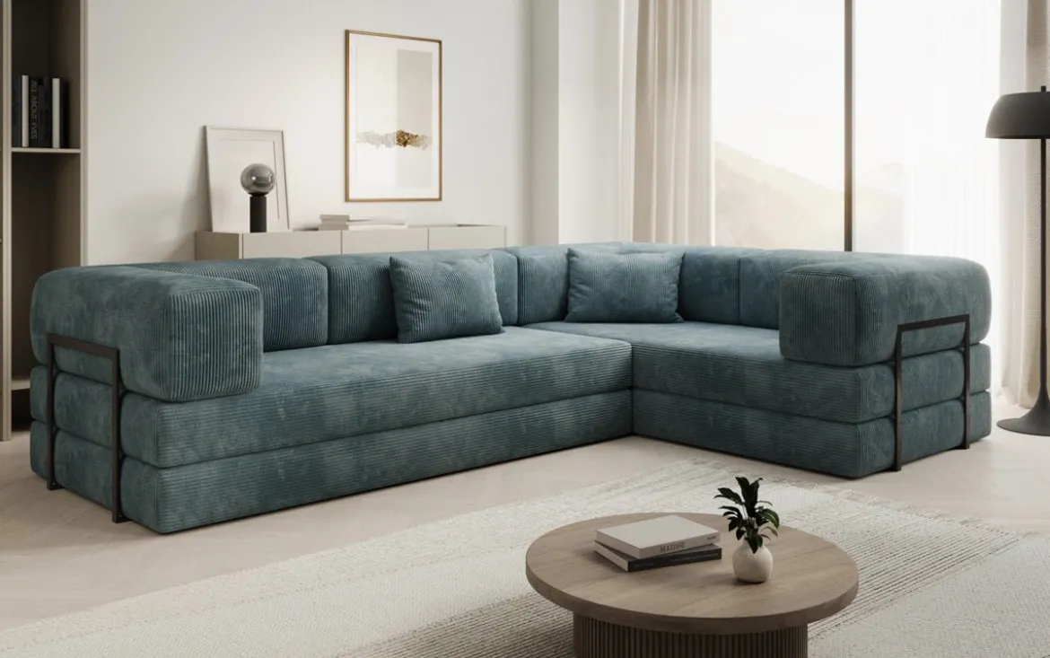 Designer Ecksofa Lazy geschlossen in Cord