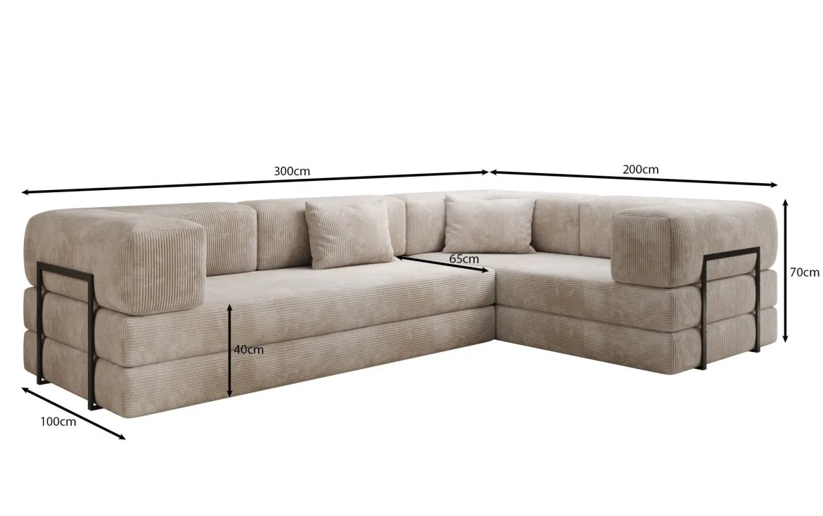 Designer Ecksofa Lazy geschlossen in Cord
