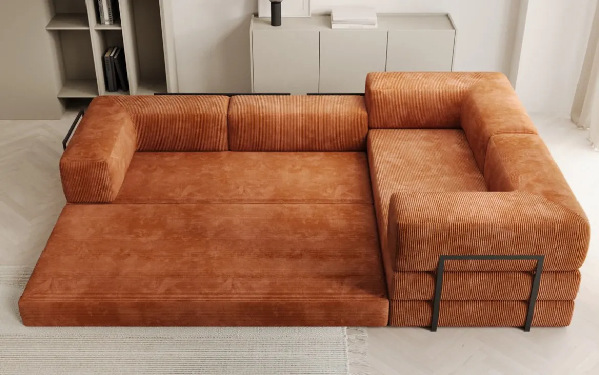 Designer Ecksofa Lazy geschlossen in Cord