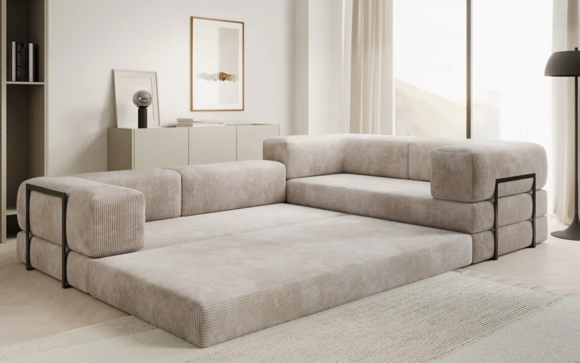 Designer Ecksofa Lazy geschlossen in Cord
