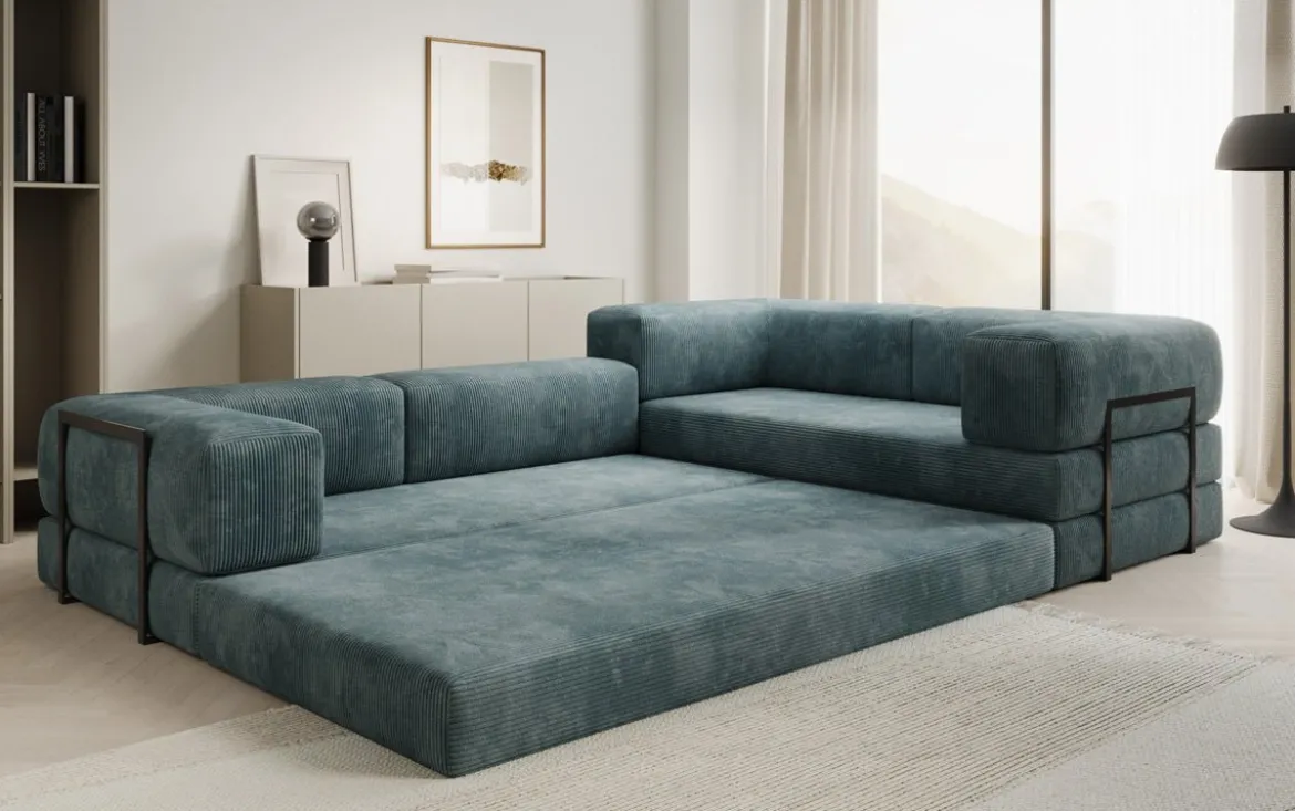 Designer Ecksofa Lazy geschlossen in Cord
