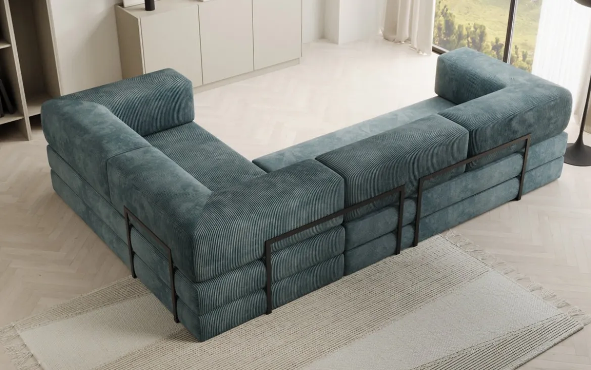 Designer Ecksofa Lazy geschlossen in Cord