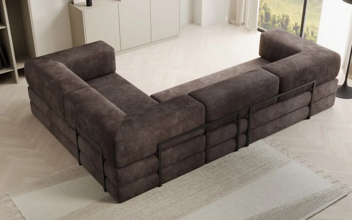 Designer Ecksofa Lazy geschlossen in Cord