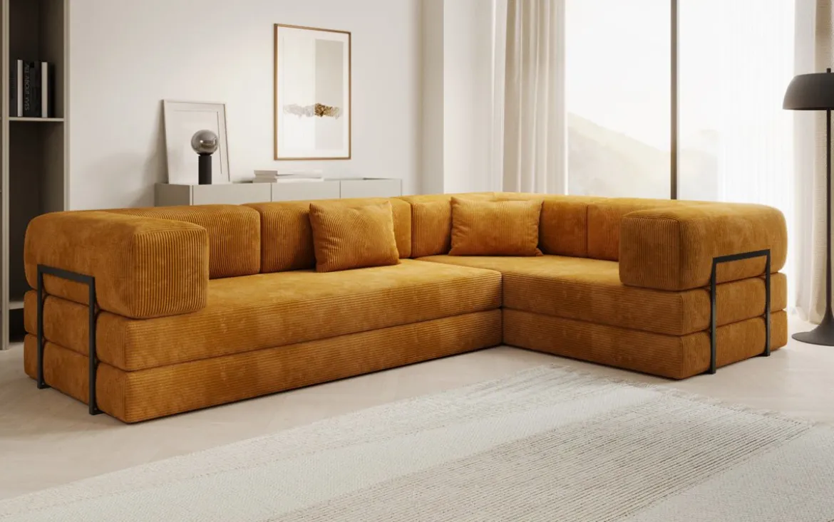 Designer Ecksofa Lazy geschlossen in Cord