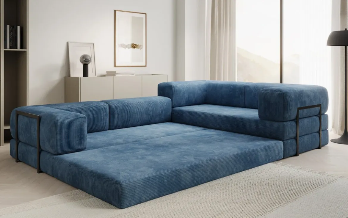 Designer Ecksofa Lazy geschlossen in Cord