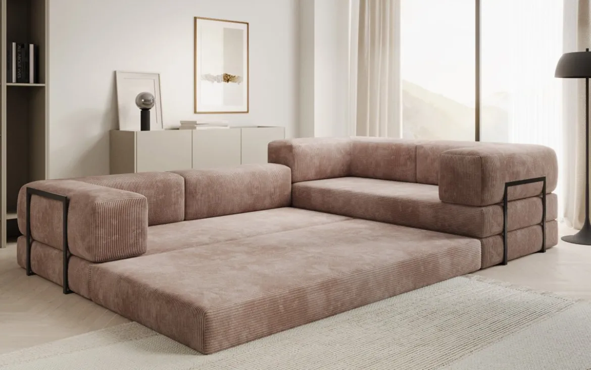 Designer Ecksofa Lazy geschlossen in Cord