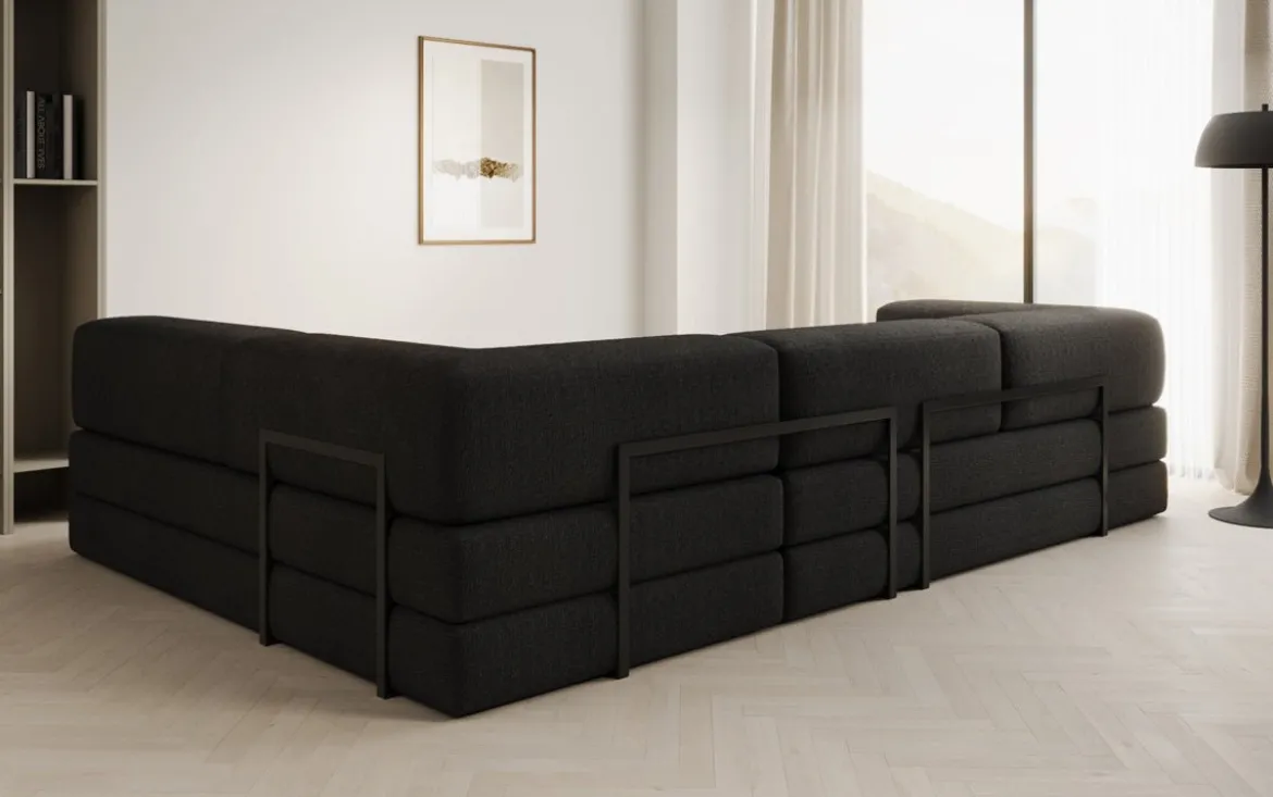 Designer Ecksofa Lazy in Bouclé