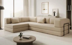 Designer Ecksofa Lazy in Bouclé