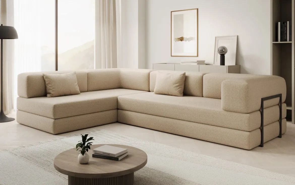 Designer Ecksofa Lazy in Bouclé