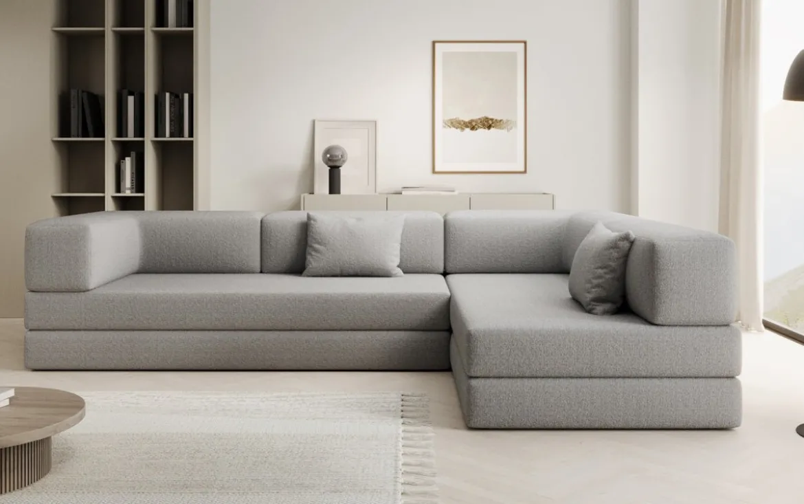 Designer Ecksofa Lazy in Bouclé