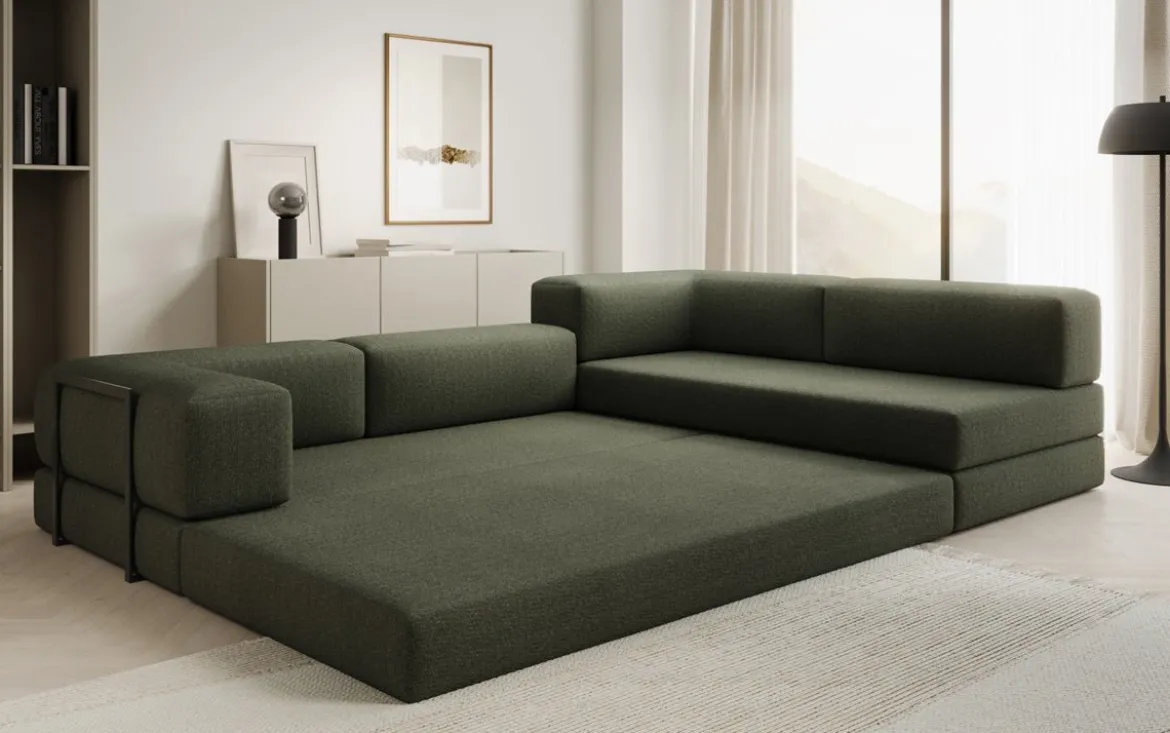 Designer Ecksofa Lazy in Bouclé
