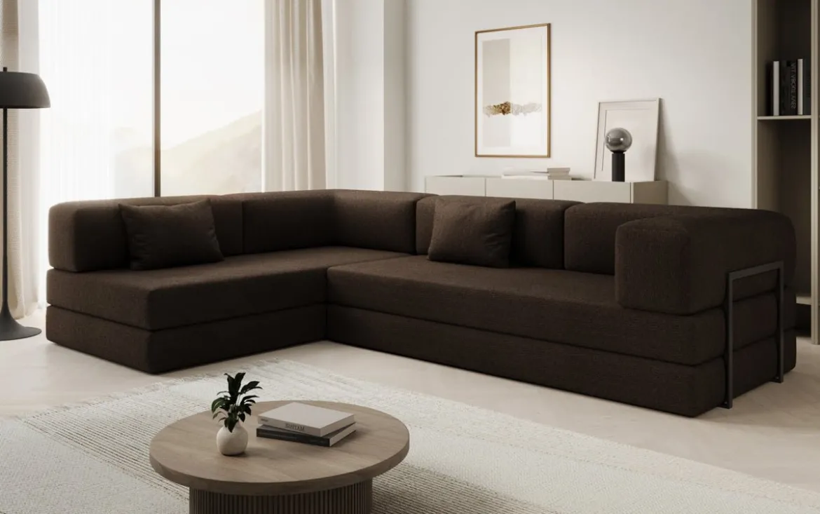 Designer Ecksofa Lazy in Bouclé