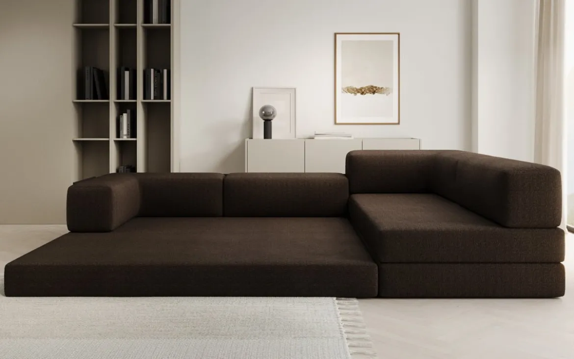 Designer Ecksofa Lazy in Bouclé
