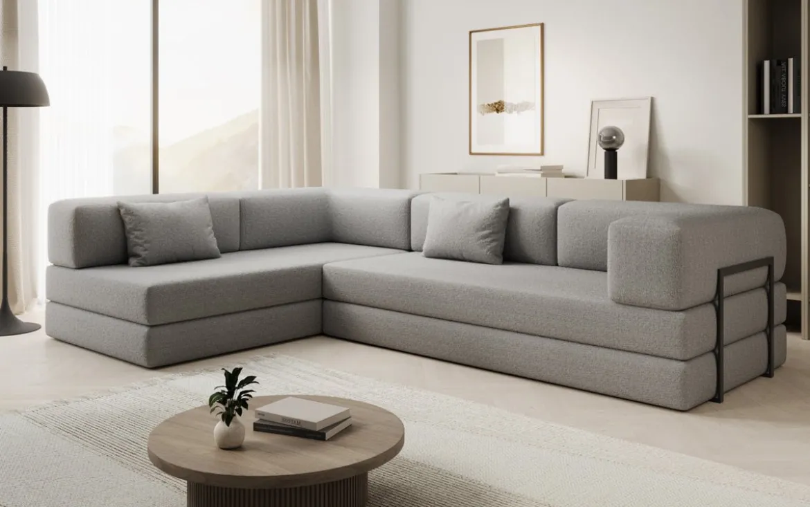 Designer Ecksofa Lazy in Bouclé