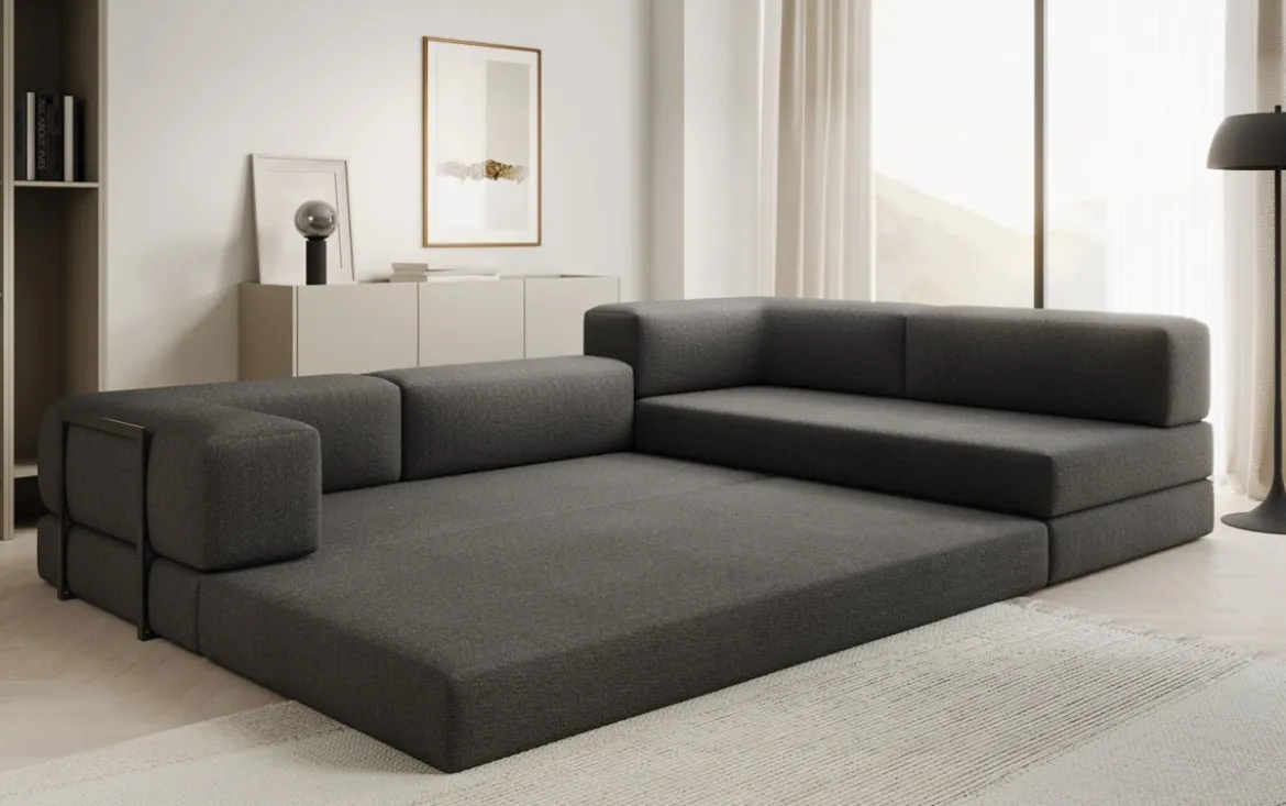 Designer Ecksofa Lazy in Bouclé
